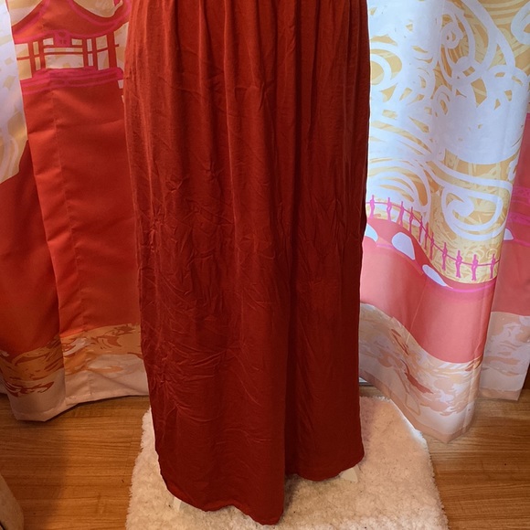 RACHEL ZOE HALTER SILKY MAXI DRESS SIZE 6 TERRACOTTA - Picture 3 of 7